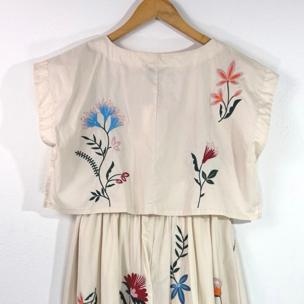 MABLE Floral Embroidered Two Piece Skirt Set Boho Garden Crop Top Midi M NWT - Picture 7 of 12